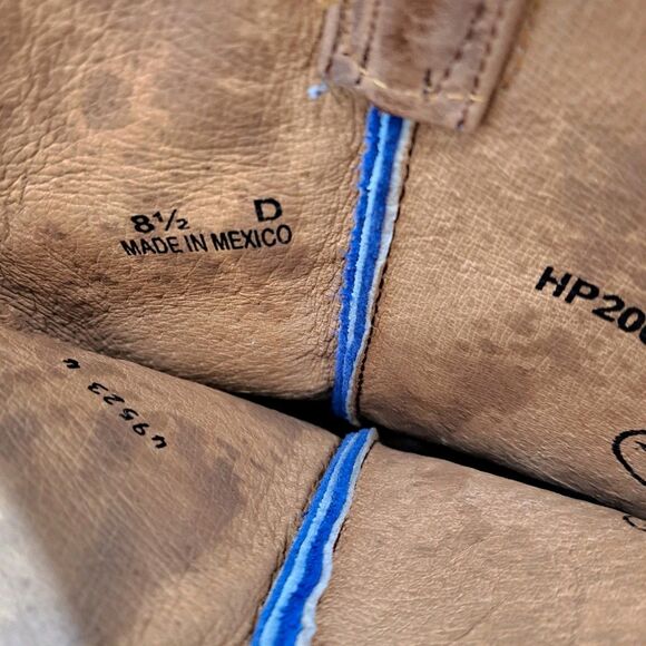 Hp Square Toe Western Boots. Women Brown & Blue Leather Cowboys Boot Size 8.5 D - Picture 10 of 10